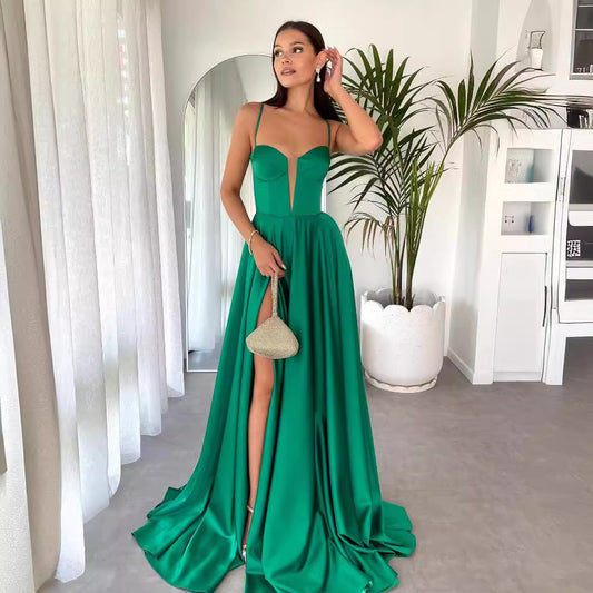 WOLFF | Trägerloses Slim Fit Split Bodenlanges Abendkleid
