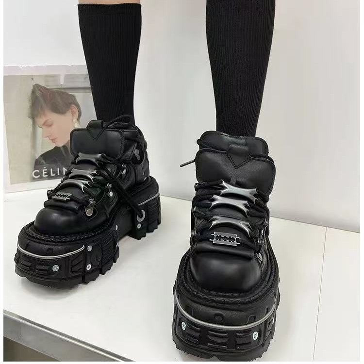 Damen Stabile High-Top Stiefel mit robuster Gummisohle -Mode