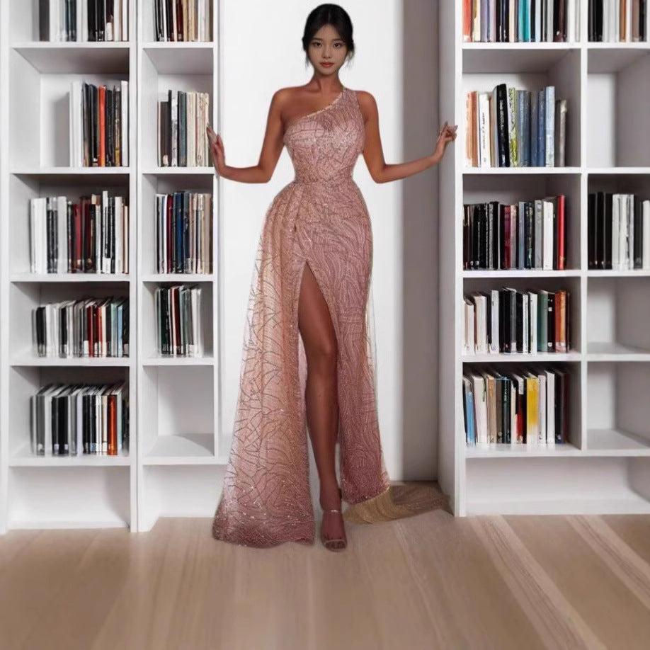 WOLFF | Pailletten Einseitig Bodycon Rock Abendkleid