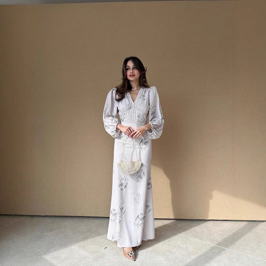 WOLFF | Elegantes Lanternärmel Schlank Hüftekleid