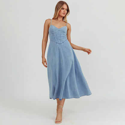 WOLFF | Trage Distressed Sexy Denim Lange Kleid