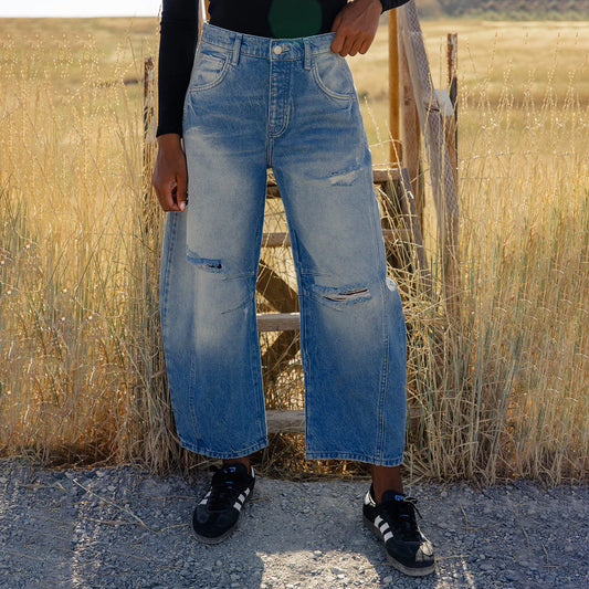 WOLFF | Retro Abgenutzte Wasch Hip-Hop Jeans