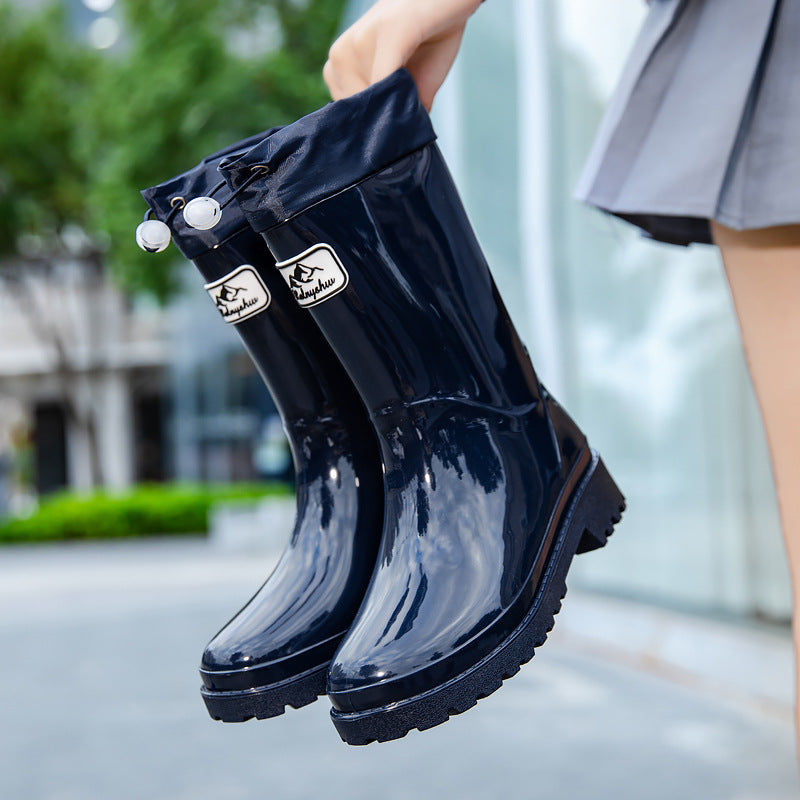 Damen Hochwertige und stylische Gummistiefel mit verstellbarem Schnürsystem -Mode