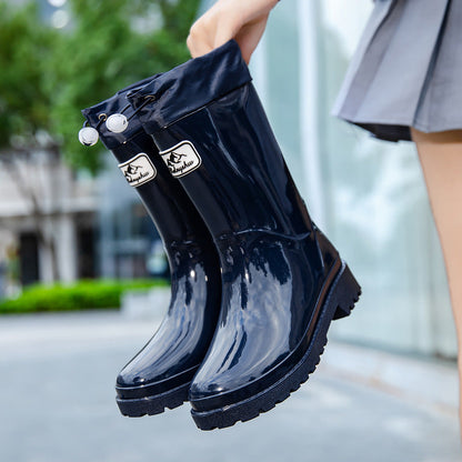 Damen Hochwertige und stylische Gummistiefel mit verstellbarem Schnürsystem -Mode