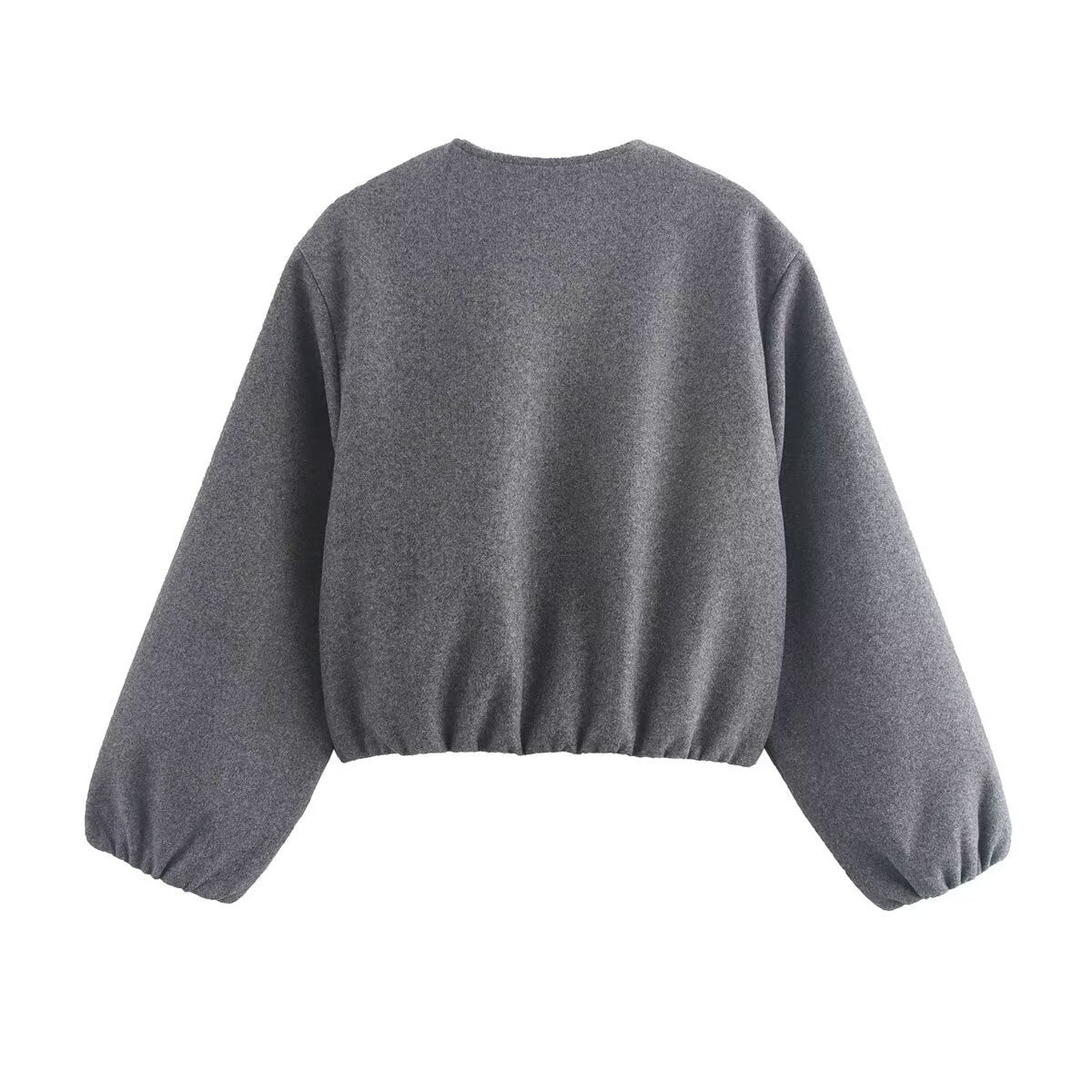 Damen bequeme und stylische Bomberjacke mit hohem Kragen und seitlichen Taschen -Mode