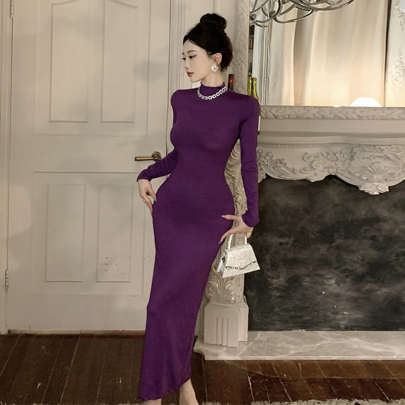 WOLFF | Mode Rundhals Slim Lang Bodycon Kleid