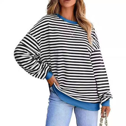 WOLFF | Farbblock gestreifter Sweatshirt-Pullover