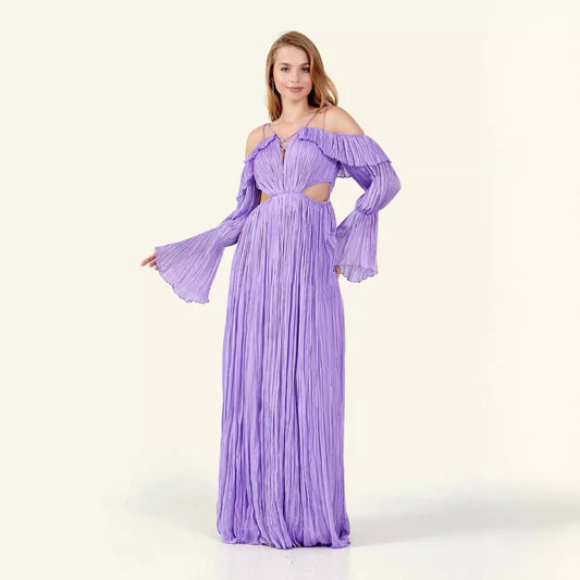 WOLFF | Offene Rückansicht Spliced Flare Langkleid