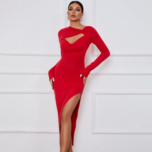 WOLFF | Schlitz Langarm Bodycon Kleid