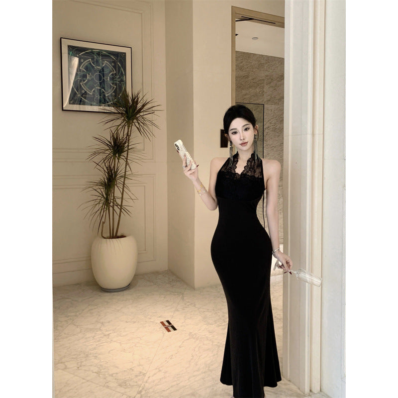 WOLFF | Spitzen Rückenfreies Bodycon Langkleid