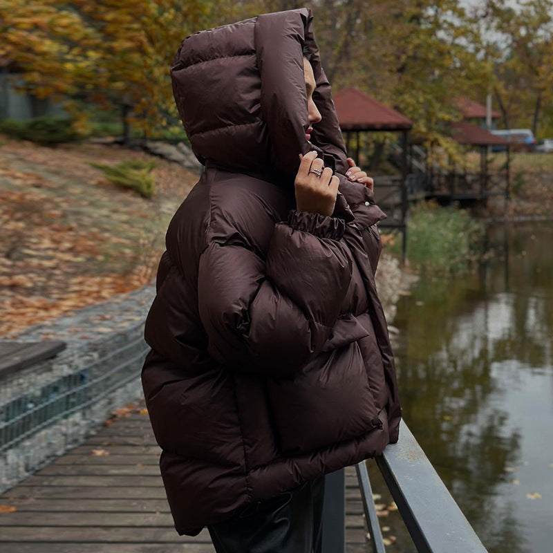 Damen gesteppte Winterjacke mit oversized Kapuze Heidi-Mode