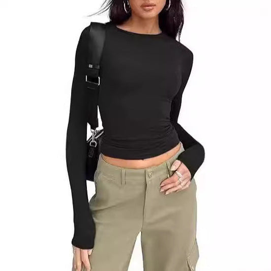 WOLFF | Einfarbiger Rundhalsausschnitt Langarm Basic Tee