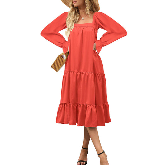 WOLFF | Schichted Rüschensommer-Maxi-Kleid mit fließenden Ärmeln