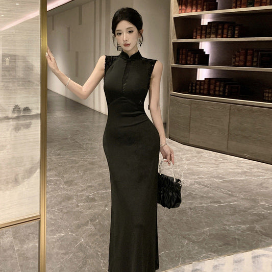 WOLFF | Vintage Elegante Ärmellose Verbessertes Qipao Kleid
