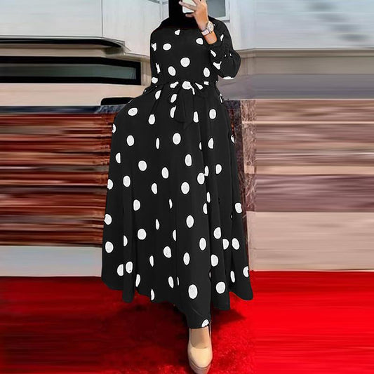 WOLFF | Polka Dot Großes Schwung Langarmkleid