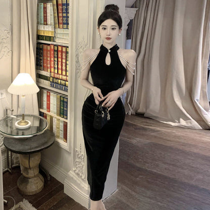 WOLFF | Slimming Verbesserte Lange Rock Qipao Kettenkleid