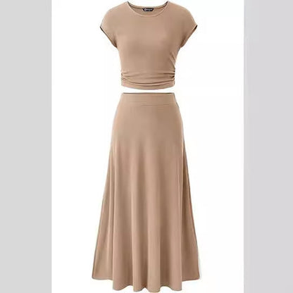 WOLFF | Crop Top Hochtaillierte Midi-Rock-Set