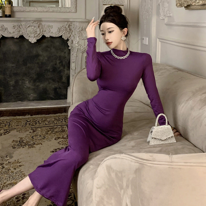 WOLFF | Mode Rundhals Slim Lang Bodycon Kleid