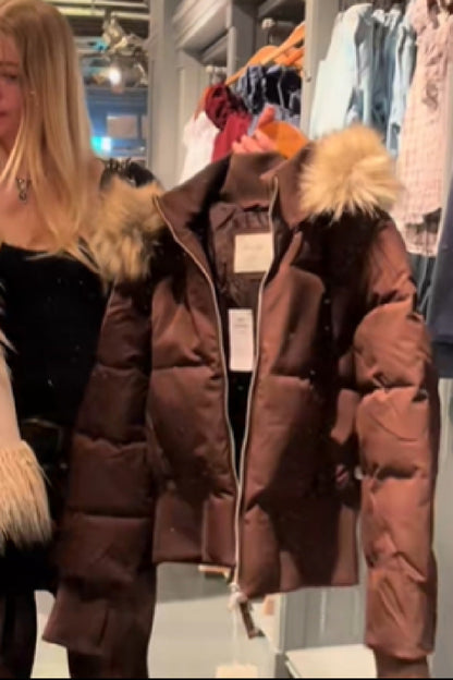 Damen Gestepptes Winterjacke mit abnehmbarer Kapuze und elastischen Bündchen Heidi-Mode