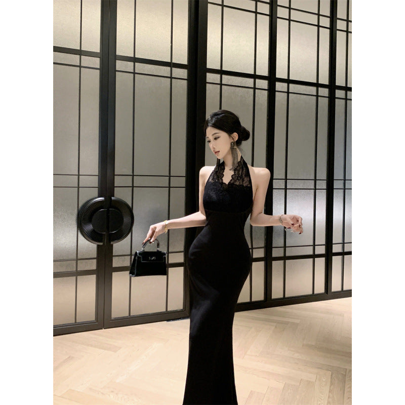 WOLFF | Spitzen Rückenfreies Bodycon Langkleid