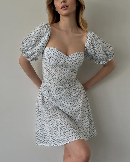 WOLFF | Vintage Floral Puff Sleeve Französisches Kleid