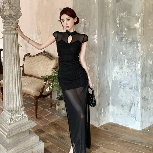 WOLFF | Figurformendes durchsichtige Split-Cheongsam-Kleid