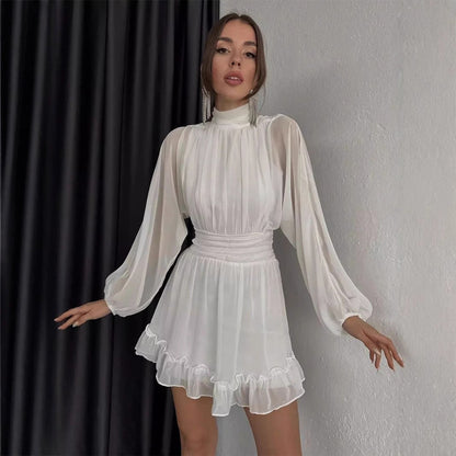 1Sweet Pleated Backless Big Hem Ruffled Skirt