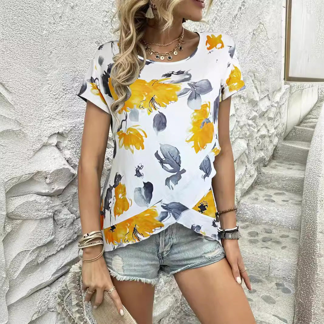 WOLFF | Floraler Digitaldruck Kurzarm-Tee