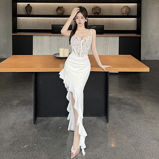 WOLFF | Spitzen Design Bodycon Spaghettiträger Kleid