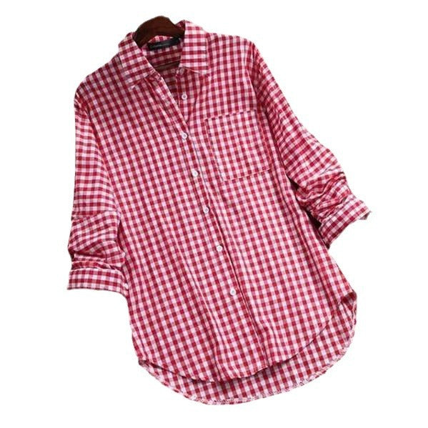 Damen Karierte Hemdbluse aus hochwertigem Baumwollmix mit komfortabler Passform Heidi-Mode