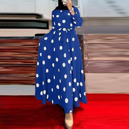 WOLFF | Polka Dot Großes Schwung Langarmkleid