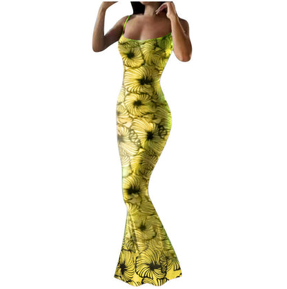 WOLFF | Verstellbares Träger Druck Fishtail Kleid