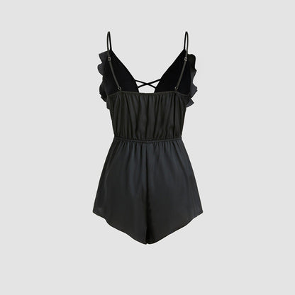 WOLFF | Tiefer V-Ausschnitt Rüschensaum Bodysuit