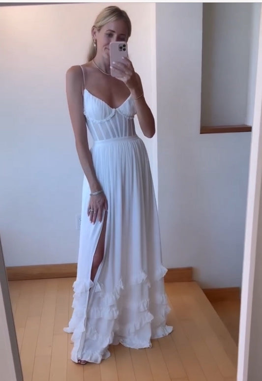 WOLFF | Bandeau Einfarbig Strand Urlaub Maxi Kleid