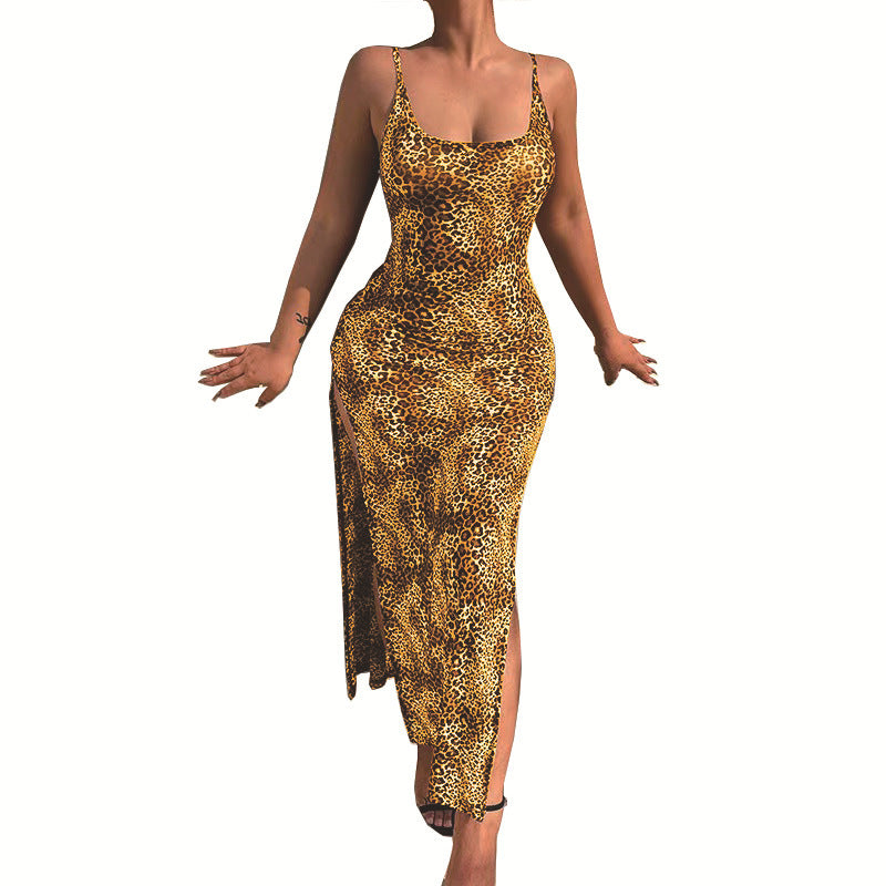 WOLFF | Charmantes Geteiltes Rock Leoparddruck Kleid