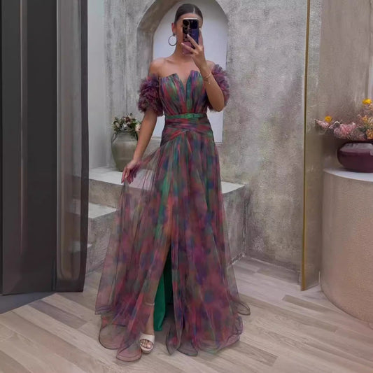 WOLFF | Ärmelloses High-End Großes Schwingendes Blumenrock Kleid