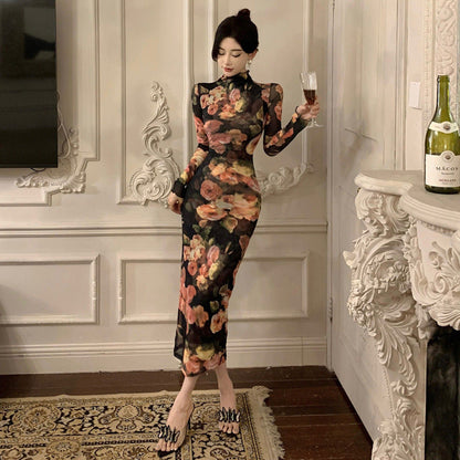 WOLFF | Stehkragen Slim Langrock Retro Kleid