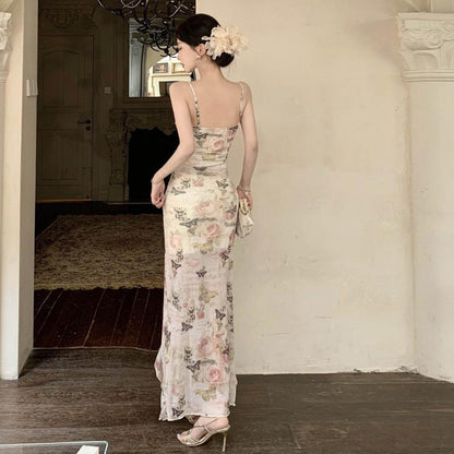 WOLFF | Romantisches Schmetterlingsdruck Langkleid