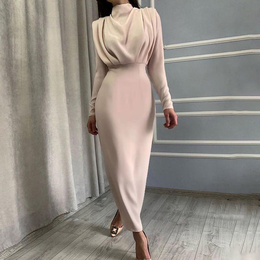 WOLFF | Elegantes Tailliertes Einfarbiges Langarmkleid