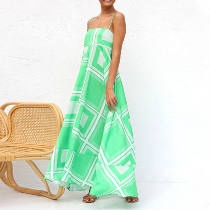 WOLFF | Bedrucktes Elastikband Urlaubs Strandkleid