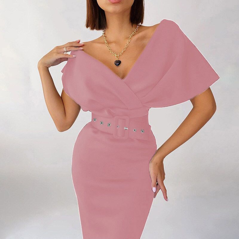 WOLFF | Off-Shoulder Tailliertes Kleid mit Gürtel