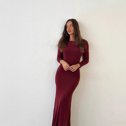 1V-Shaped Folding Two-Way Wear Long Sleeve Dress