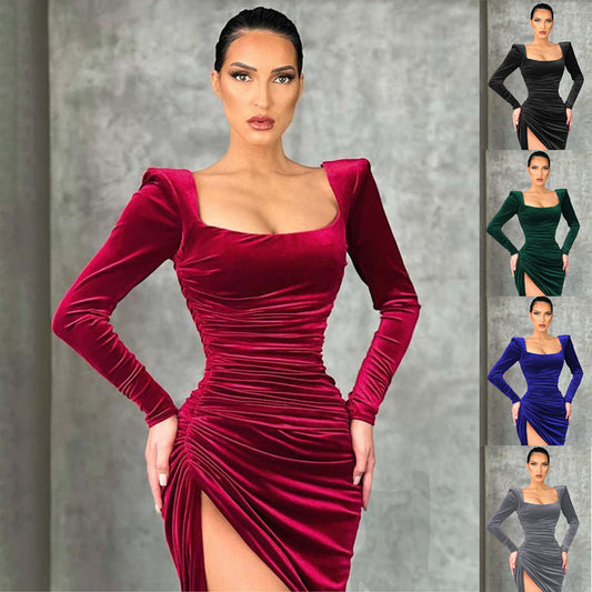WOLFF | Raffiniertes High Waist Quadrat-Ausschnitt Mini-Kleid