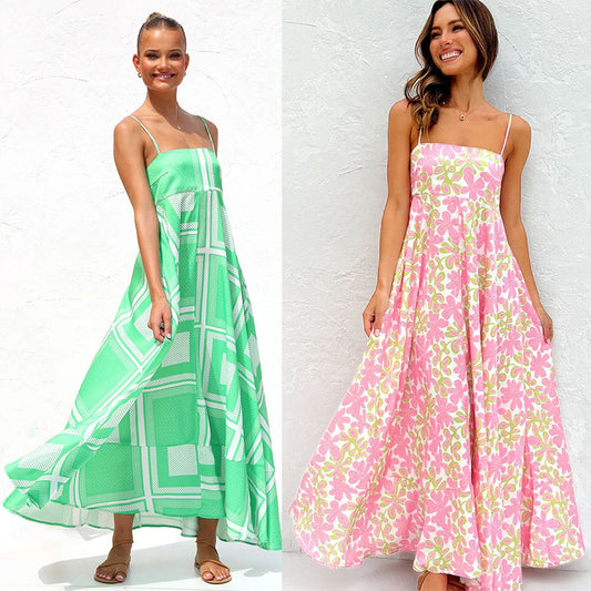 WOLFF | Bedrucktes Elastikband Urlaubs Strandkleid