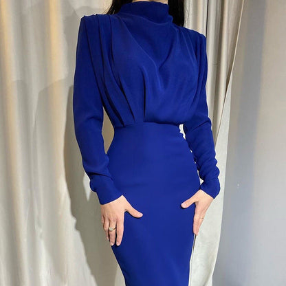 WOLFF | Elegantes Tailliertes Einfarbiges Langarmkleid
