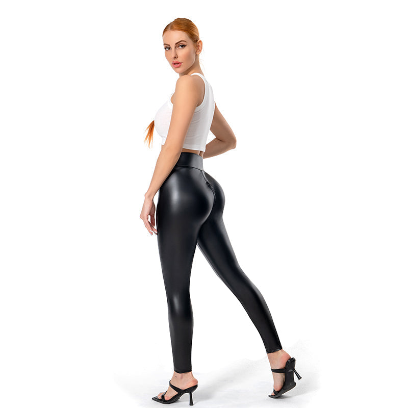 Heidi-Mode | Elegante Glänzende Leggings Mit Reißverschluss