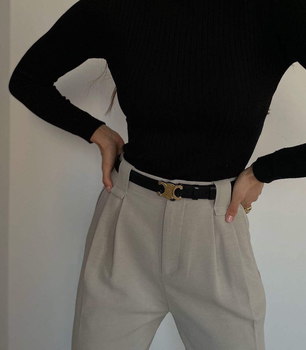 Eleganter Damen Gürtel mit Goldener Schnalle