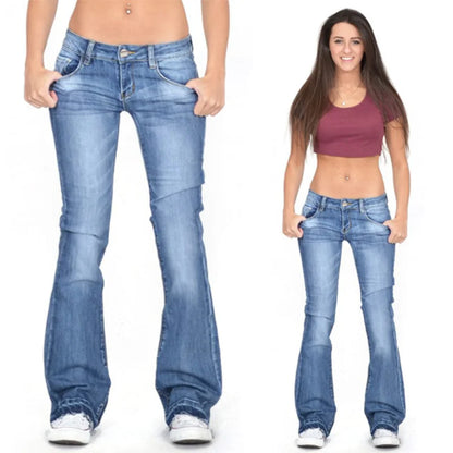Wolfftop Damen Low Rise Flared Jeans: Lässige Vintage Skinny Bell Bottom Jeans