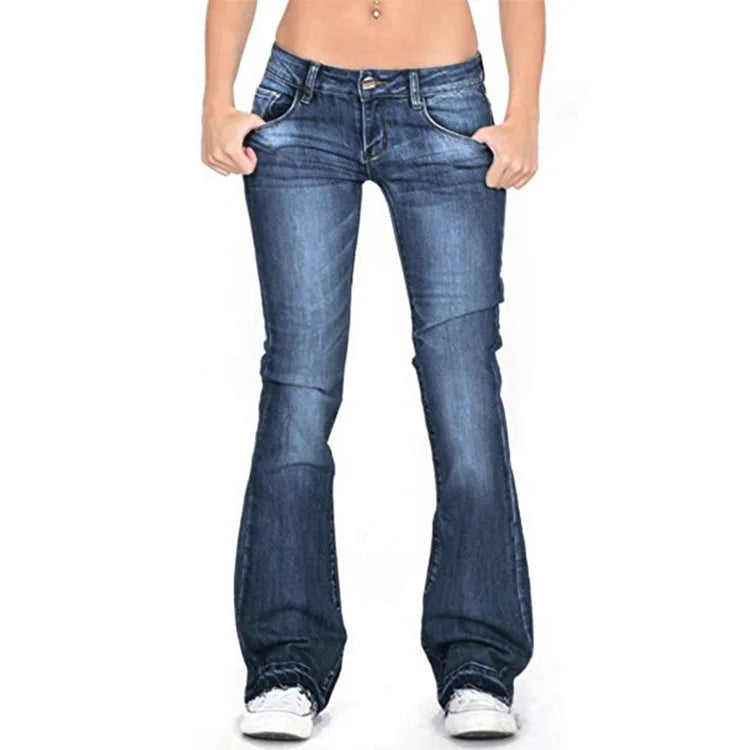 Wolfftop Damen Low Rise Flared Jeans: Lässige Vintage Skinny Bell Bottom Jeans