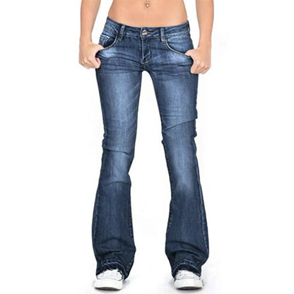 Wolfftop Damen Low Rise Flared Jeans: Lässige Vintage Skinny Bell Bottom Jeans